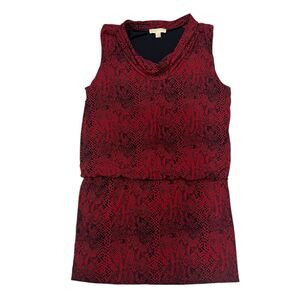 Michael Michael Kors Red Snakeprint Sleeveless Blouson Dress XL